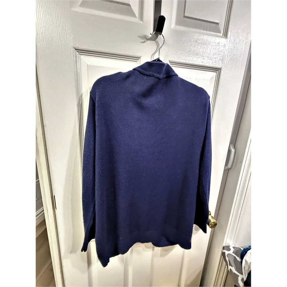 AMART Blue Knit Cardigan Shawl Collar Button Front Pockets XL - Picture 3 of 7